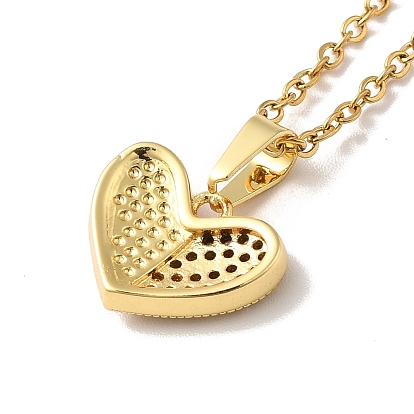 Corazón de circonita cúbica transparente con collar colgante de esmalte y aretes de botón, juego de joyas de acero inoxidable 304 dorado para mujer