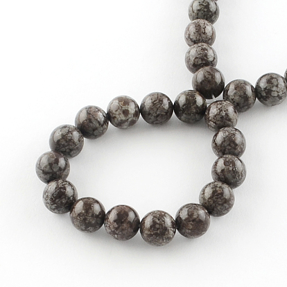 Round Natural Red Snowflake Obsidian Beads Strands