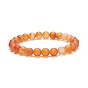 Bracelet extensible en perles rondes en cornaline naturelle, bijoux en pierres précieuses pour femmes
