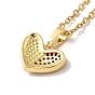 Clear Cubic Zirconia Heart with Enamel Pendant Necklace & Stud Earrings, Golden 304 Stainless Steel Jewelry Set for Women