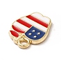 American Flag Style Alloy Enamel Pendants, Cadmium Free & Nickel Free & Lead Free, Golden, Apple Charms