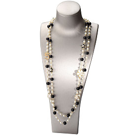 Gold Snowflake Pendant Pearl Necklace with Number 5, European and American Style