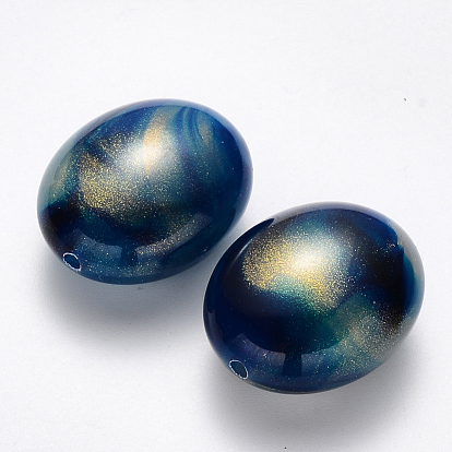 Imitation Gemstone Acrylic Beads, with Glitter Powder, Oval