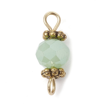 Breloques connecteurs en verre à facettes, Liens rondelles avec perles d'espacement en forme de marguerite en alliage, formes mixtes