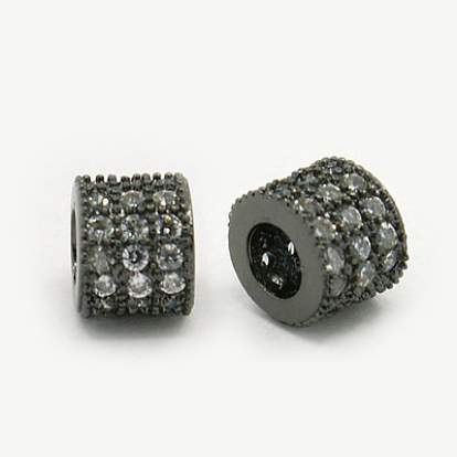 Perles de cubes zircone en laiton , colonne, 6x5mm, Trou: 3mm