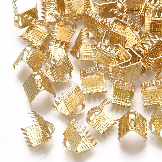 Extremos de crimpado de cinta de latón, real 18 k chapado en oro