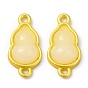 Rack Plating Alloy Connector Charms, with Glass, Gourd Links, Matte Gold Color