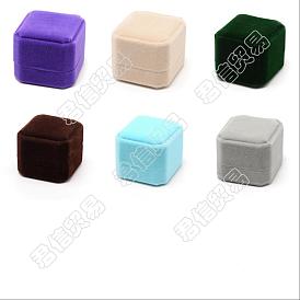 BENECREAT 12Pcs 6 Colors Square Velvet Ring Boxes, Square