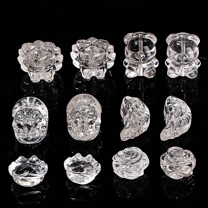 Perles sculptées en cristal de quartz naturel, perles de cristal de roche, accessoires de bijoux de bricolage