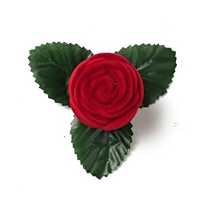 Flocking Plastic Rose Finger Ring Boxes, for Valentine's Day Gift Wrapping, with Sponge Inside