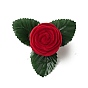 Flocking Plastic Rose Finger Ring Boxes, for Valentine's Day Gift Wrapping, with Sponge Inside