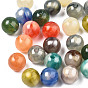 Perles acryliques opaques, Couleur de deux tons, avec de la poudre de paillettes, ronde