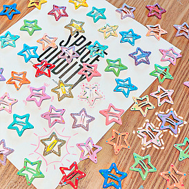 Star Baking Painted Alloy Snap Hair Clips, Hair Accessories for Girl