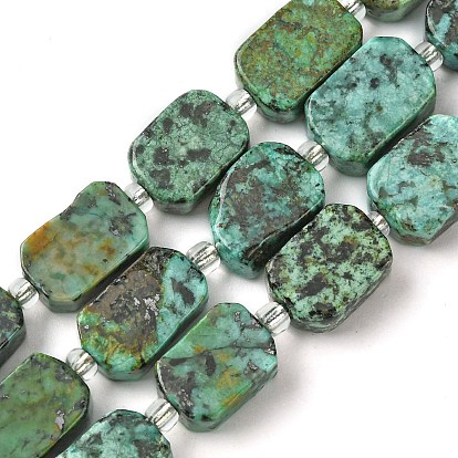 Natural African Turquoise(Jasper) Beads Strands, with Seed Beads, Rectangle