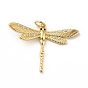 Brass Micro Pave Cubic Zirconia Pendants, with Jump Ring, Long-Lasting Plated, Dragonfly