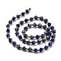Natural Lapis Lazuli Beads Strands, with Seed Beads, Faceted, Diagonal Cube Beads