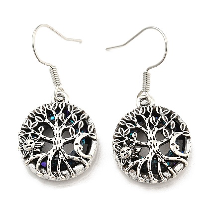 Alloy Tree of Life Dangle Earrings with Glass for Women