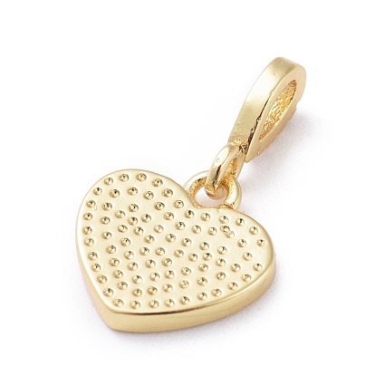 Charmes de zircons, avec les accessoires en laiton et émail, cœur, or