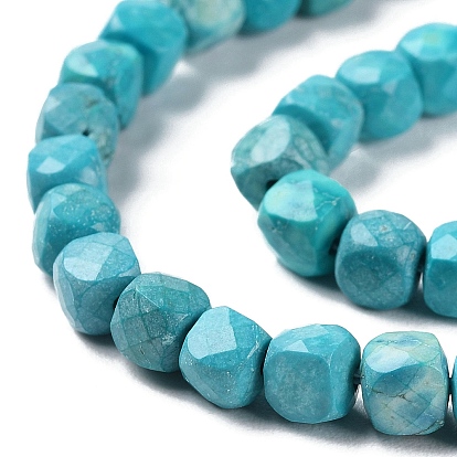 Natural Howlite Beads Strands, Dyed, Faceted Cube