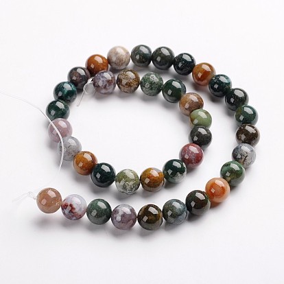 Round Natural Indian Agate Gemstone Bead Strands