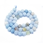 Natural Aquamarine Beads Strands, Frosted, Round
