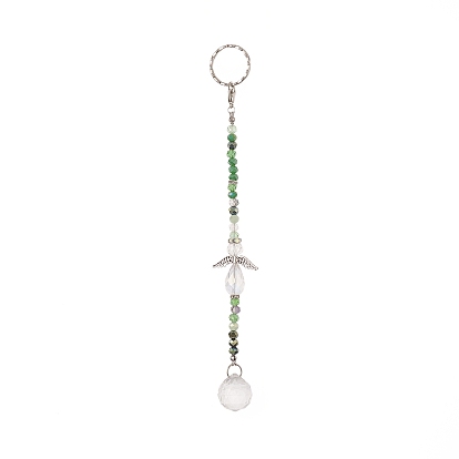 Angel & Teardrop Clear Glass Suncatchers, with Colorful Glass Bead, Wall Pendant Hanging Ornament for Home Garden Decoration