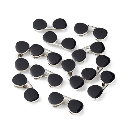 Alloy Enamel Pendants, Cadmium Free & Lead Free, Sunglasses Charm, Platinum
