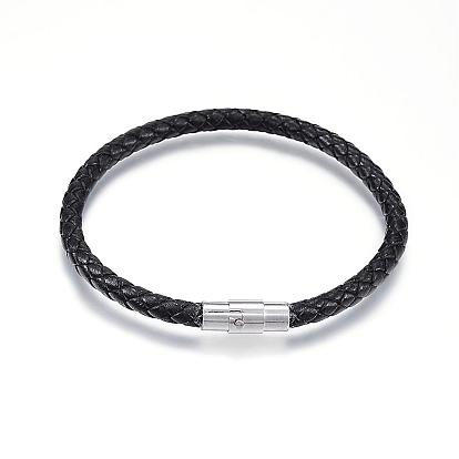 Braided Leather Bracelet Making, with Magnetic Stainless Steel Clasps