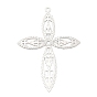 201 Stainless Steel Filigree Pendants, Etched Metal Embellishments, Cross Charm