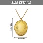 Oval with Leaf Picture Locket Pendant Necklace, Brass Memorial Jewelry for Women
