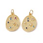 Brass Micro Pave Clear Cubic Zirconia Pendants, with Jump Ring, Polygon with Sun & Moon & Eye Charm