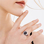Кольца-манжеты shegrace 925 из стерлингового серебра, открытые кольца, с черной эпоксидной смолой, с печатью s925