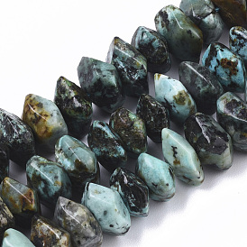Natural African Turquoise(Jasper) Beads Strands, Nuggets, Faceted
