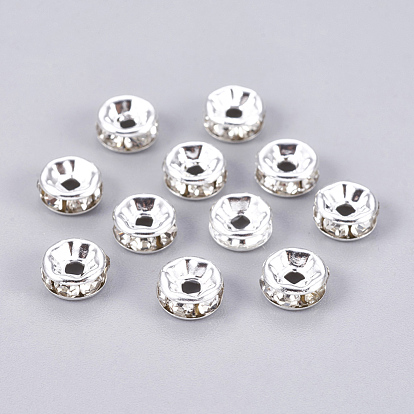 Brass Rhinestone Beads, for Jewelry Craft Making Findings, Grade A, Rondelle