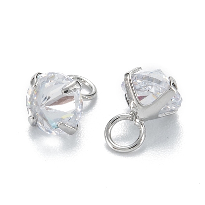 Latón claro encantos de circonita cúbica, larga duración plateado, diamante