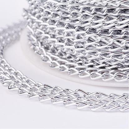 Oxidated Aluminum Twisted Chains, Unwelded, with Spool, Silver Color Plated