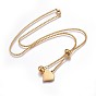 304 Stainless Steel Pendant Necklaces, with Box Chain and Lobster Claw Clasps, Heart and Round