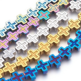 Electroplated Non-magnetic Synthetic Hematite Beads Strands, Polish, Cross