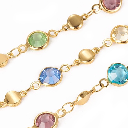 Main chaînes de perles de verre, avec les accessoires en laiton, plaqué longue durée, soudé, avec bobine