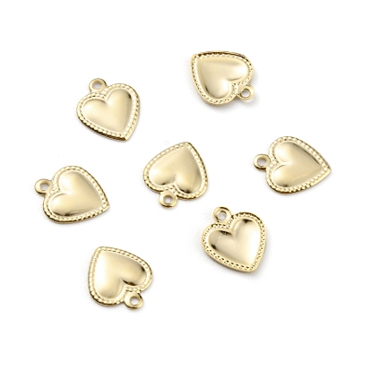 Brass Charms, Long-Lasting Plated, Heart