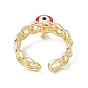 Enamel Evil Eye Charm Open Cuff Ring with Enamel, Real 18K Gold Plated Brass Jewelry for Women, Lead Free & Cadmium Free