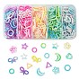 30G 5 Colors Spray Paint ABS Plastic Cabochons, Star & Square & Ring & Heart & Bowknot