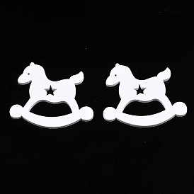 Christmas Theme Spray Painted Wood Pendants, Rocking Horse