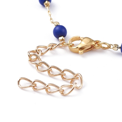 Круглые браслеты из синтетической бирюзы, с латунными кабельными цепями и 304 застежками омаров из нержавеющей стали, золотые