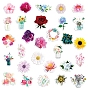 50Pcs Spring PVC Waterproof Self-adhesive Flower Stickers, for Suitcase, Skateboard, Refrigerator, Helmet, Mobile Phone Shell