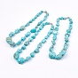 Colliers de perles graduées en howlite naturel, avec les accessoires en laiton, teints et chauffée, platine, nuggets