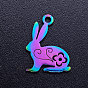 Placage ionique (ip) 201 pendentifs lapin en acier inoxydable, lapin, Lapin de Pâques