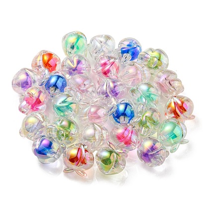Placage uv perles acryliques irisées arc-en-ciel, perle bicolore en perle, pêche