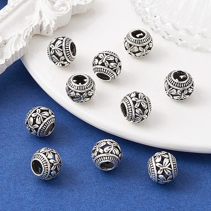 Perles en alliage de style tibétain, Perles de style européen, Perles avec un grand trou   , rondelle