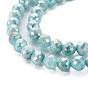 Mèches de perles de verre craquelé peintes au four opaque, facette, de couleur plaquée ab , larme